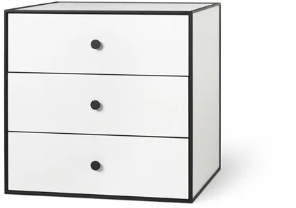 Audo Frame 49, jossa on 3 laatikkoa 42X49X49 valkoinen