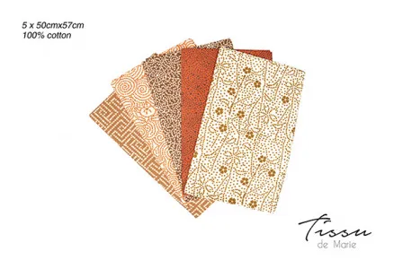 Tissu de Marie Fat Quarter Aavikko 50x57cm - 5 kpl