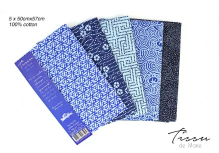 Tissu de Marie Fat Quarter Sapphire 50x57cm - 5 kpl