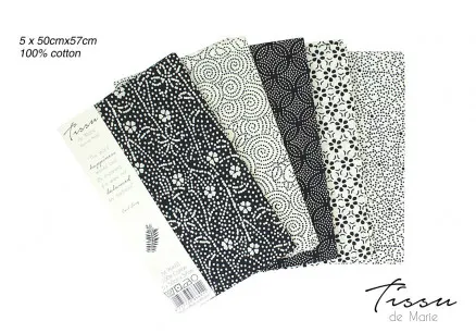 Tissu de Marie Fat Quarter Luonnonväri 50x57cm - 5 kpl